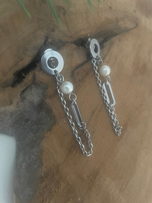Boucles oreilles argent perle eau douce version courte