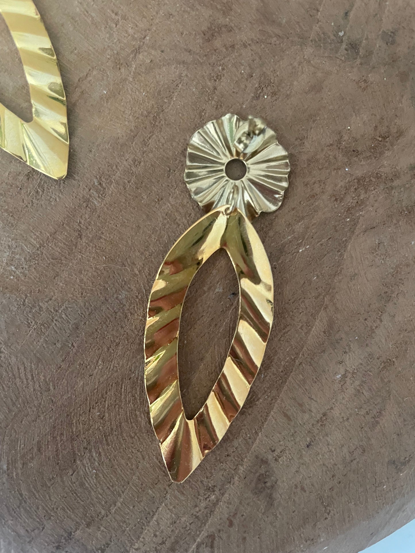Arrière boucles d’oreilles feuilles et fleur acier inox et or fin