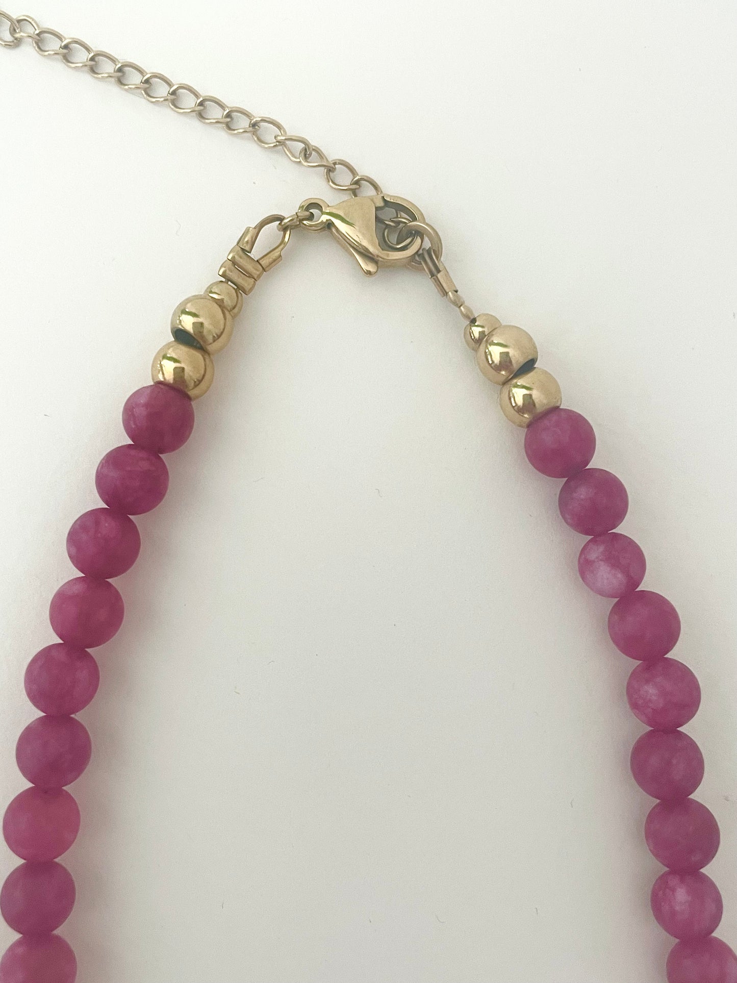 fermoir acier inoxydable collier pierre naturelle rose quartz