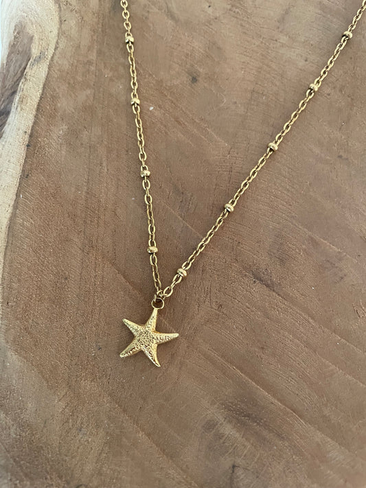 Collier étoile de mer dorée chaîne fantaisie