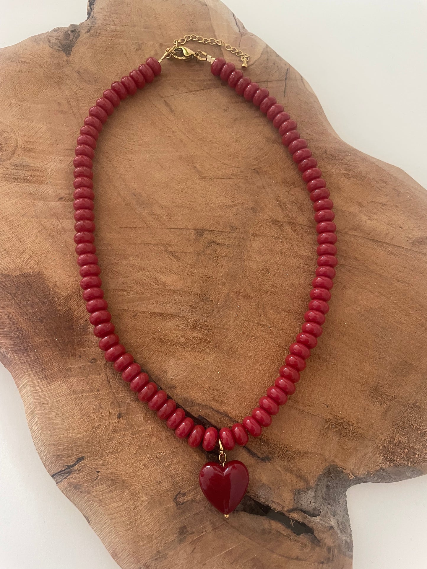 Collier artisanal bordeaux création unique fait main France