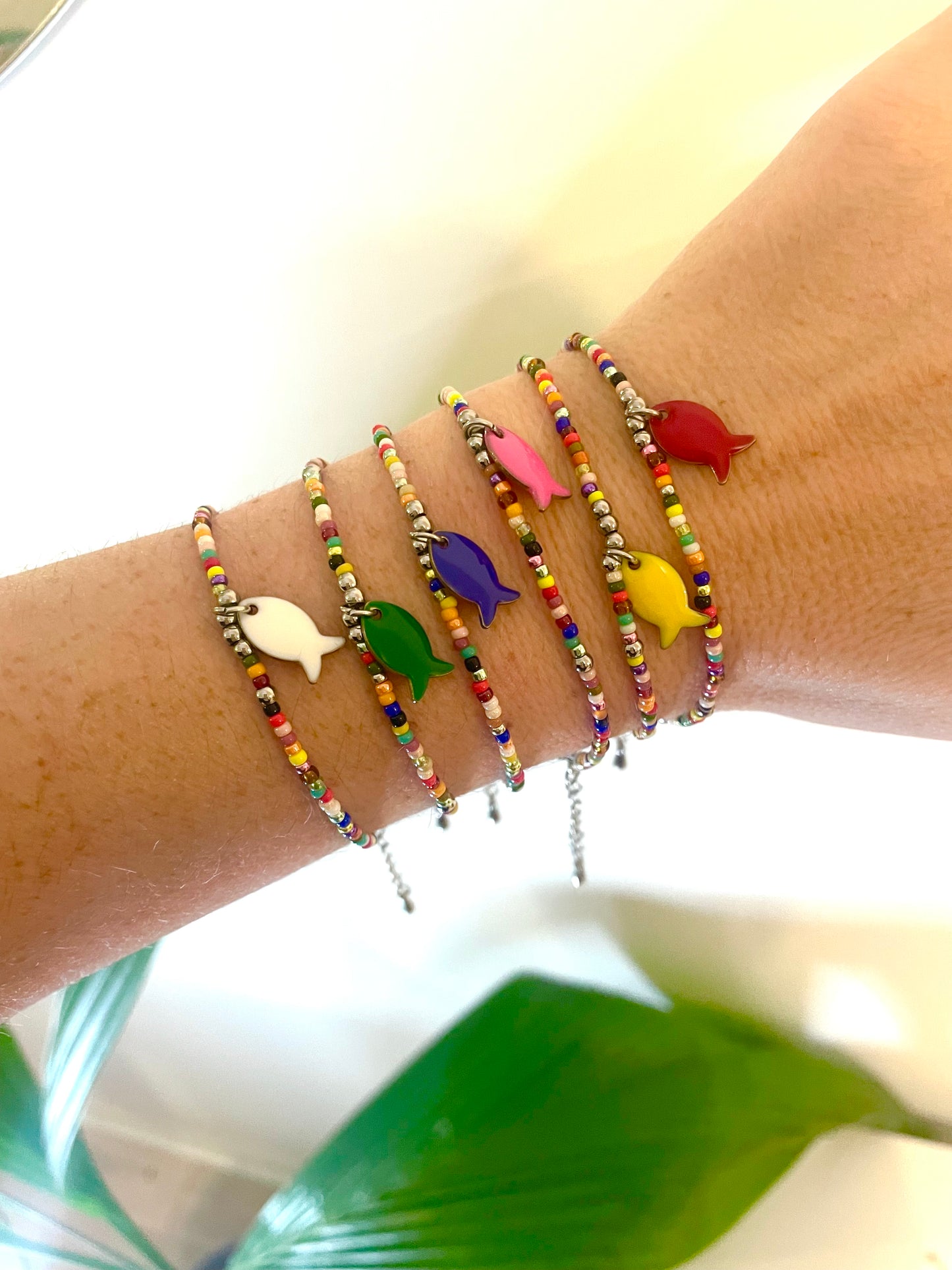 Porté bracelets cirque aquatique poisson coloré acier inox argenté