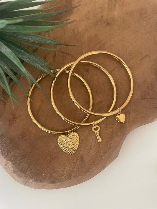 Bracelets la clef de ton coeur doré épais