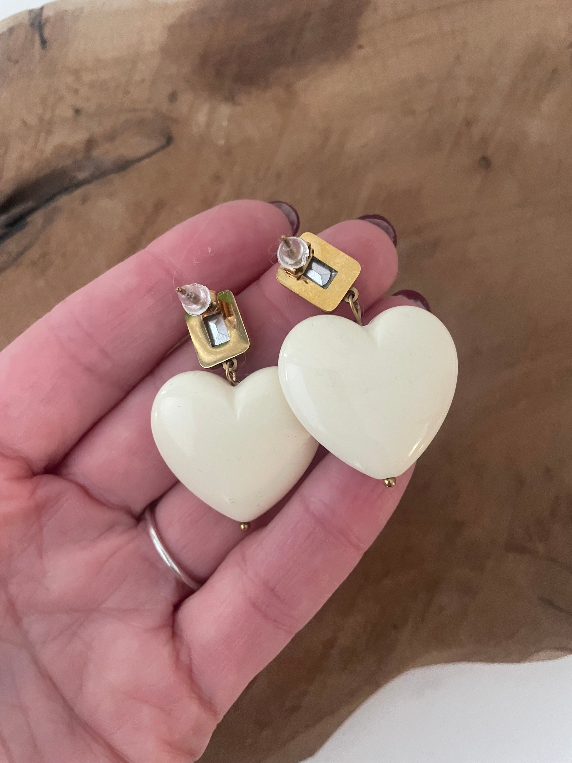 Arrière clous BO coeur ivoire et stass