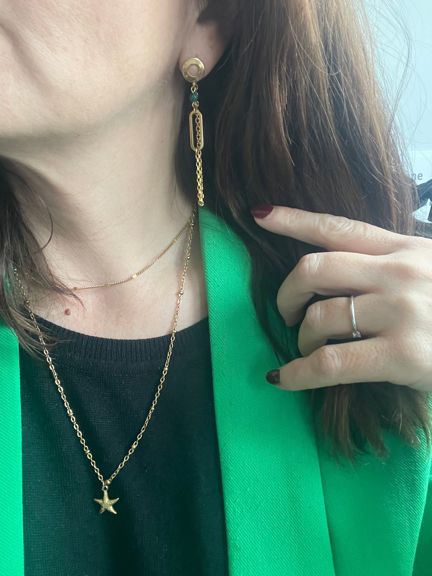Collier étoile de mer dorée chaîne fantaisie