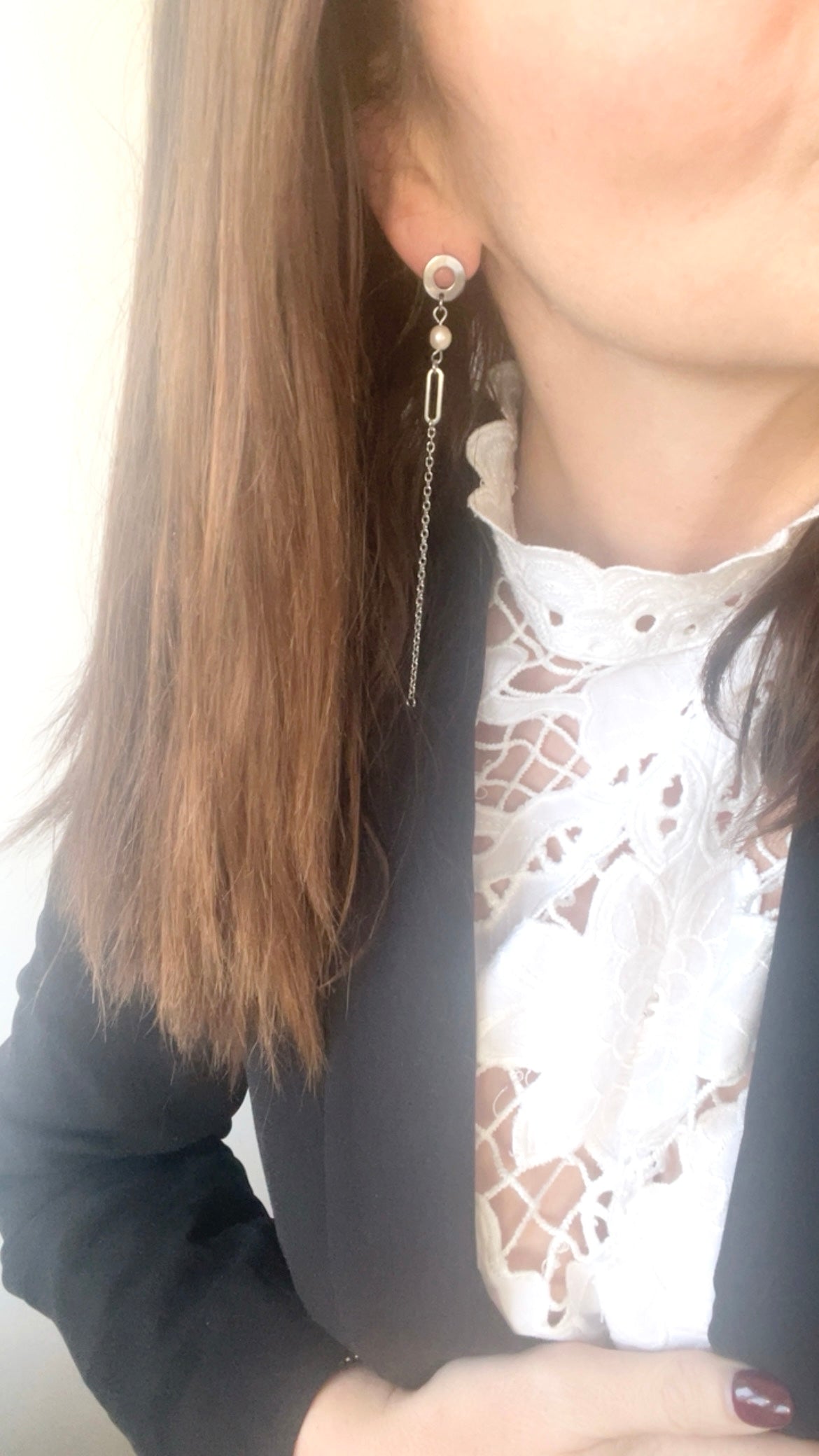version longue boucles ragent 2 en 1 porté oreille droite
