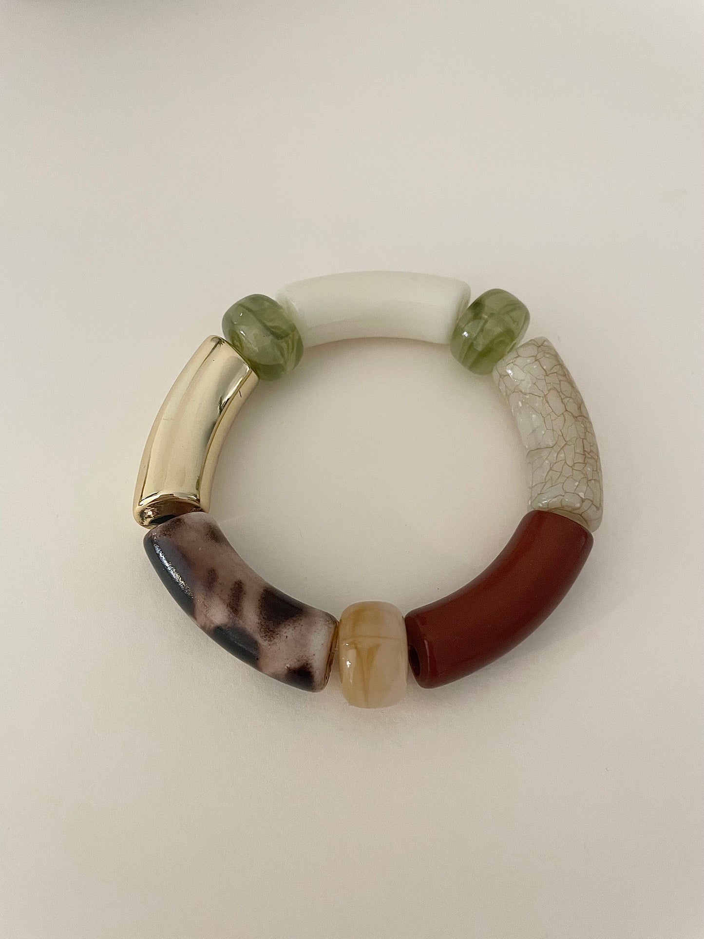 modèle 1 bracelet LILIANE marron léopard or et vert détail