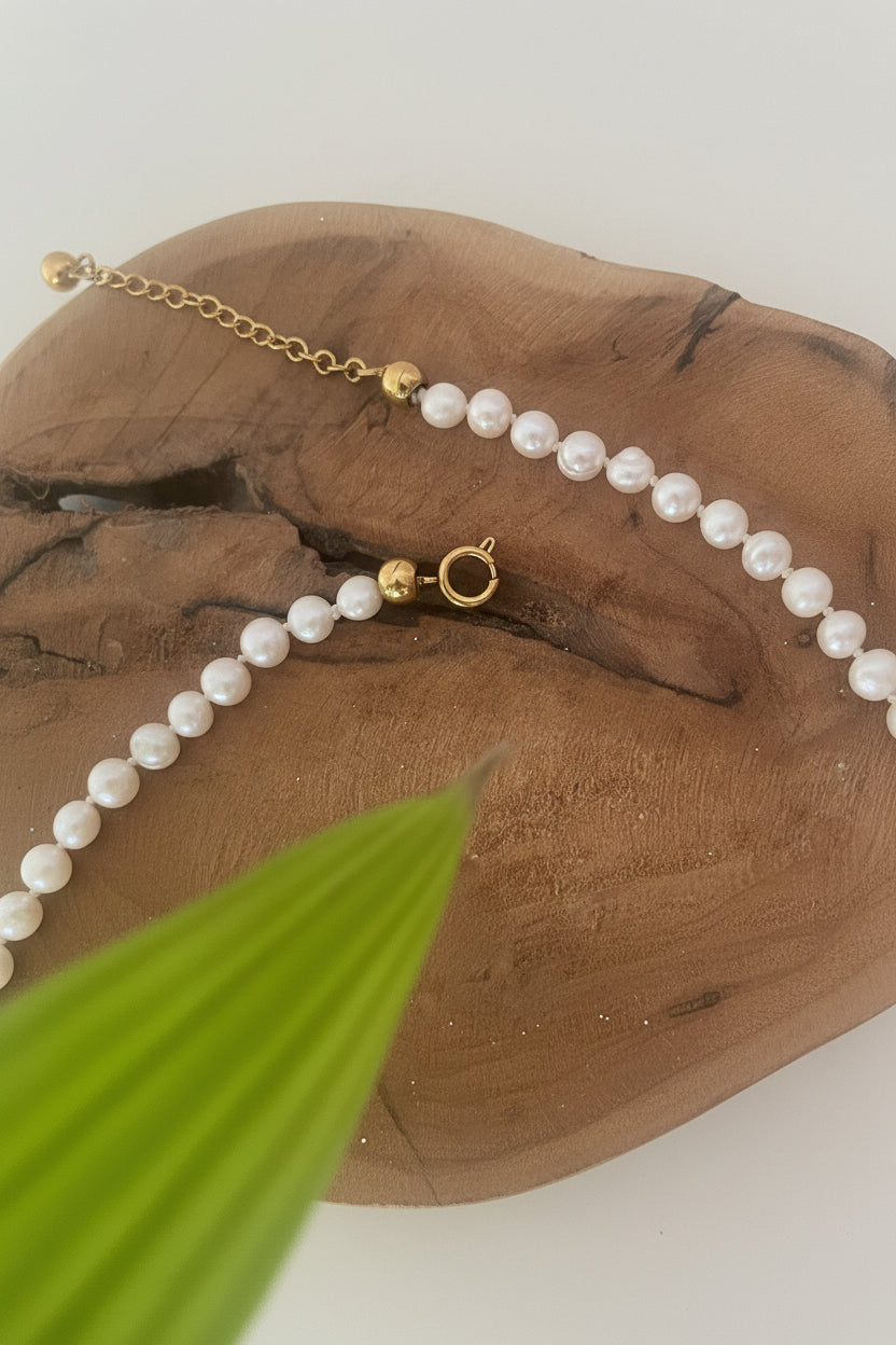 Fermoir collier court perles eau douce