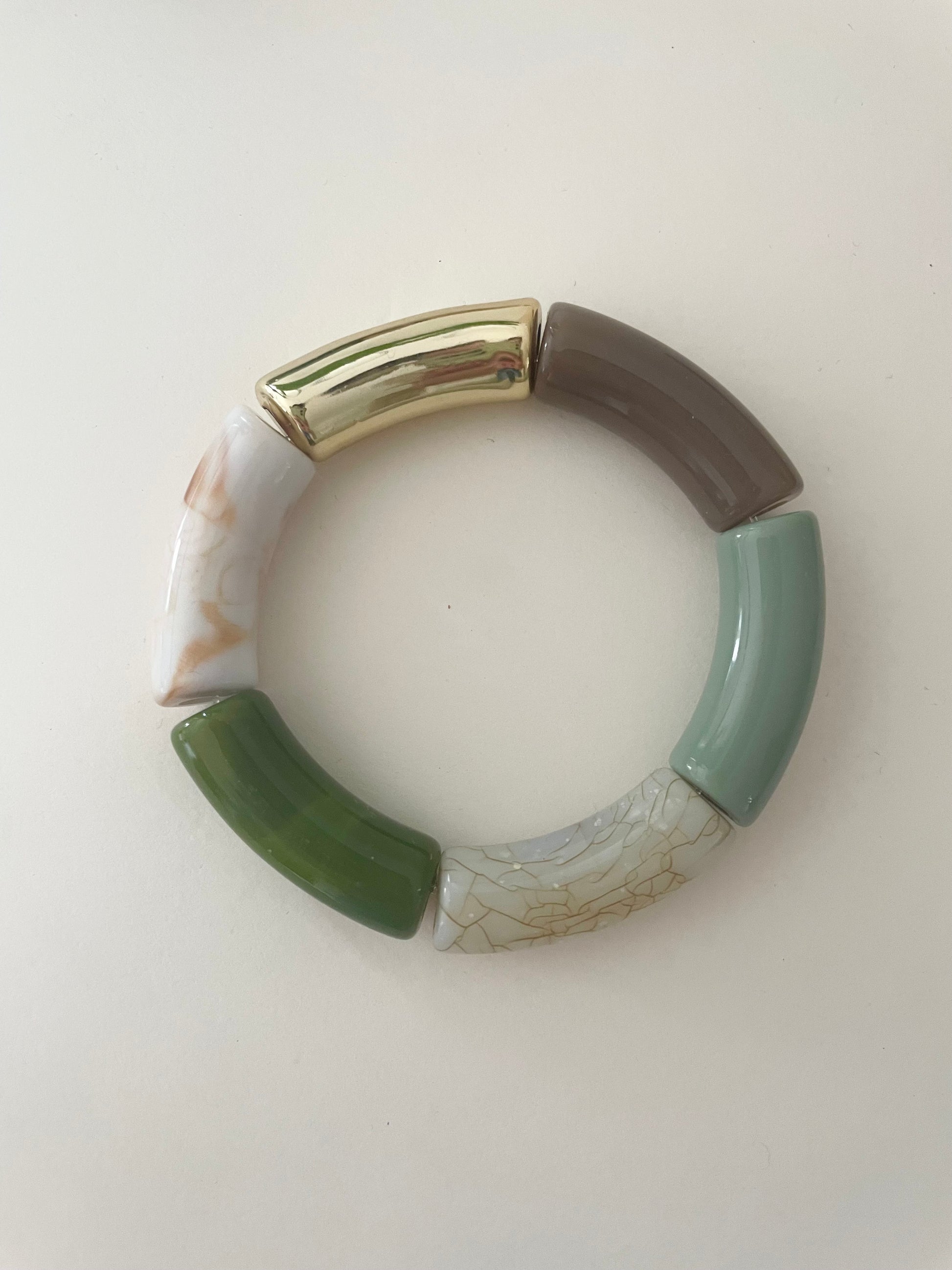 Zoom bracelet LILIANE marbré vert doré marron