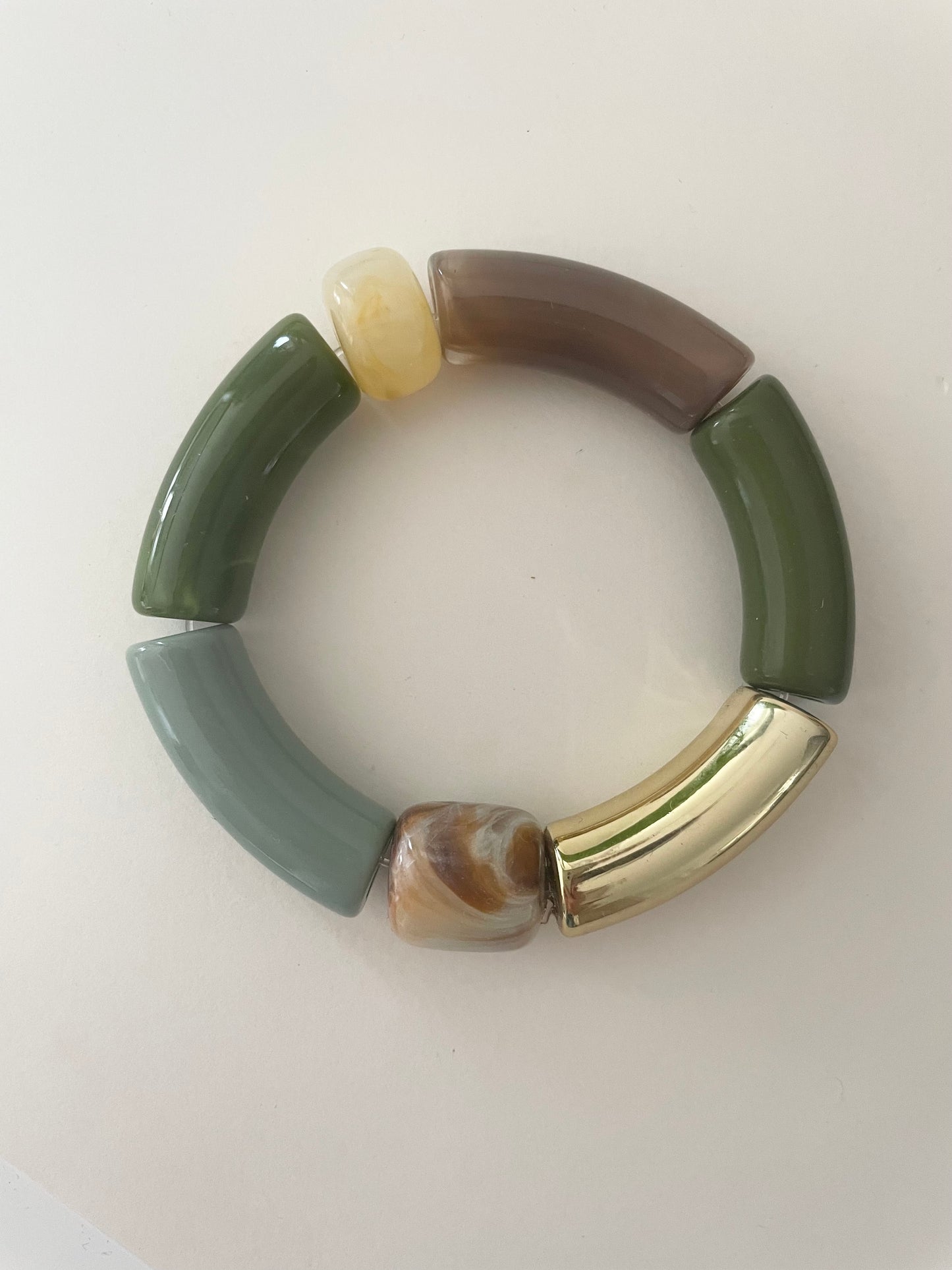 Zoom bracelet LILIANE beige doré vert