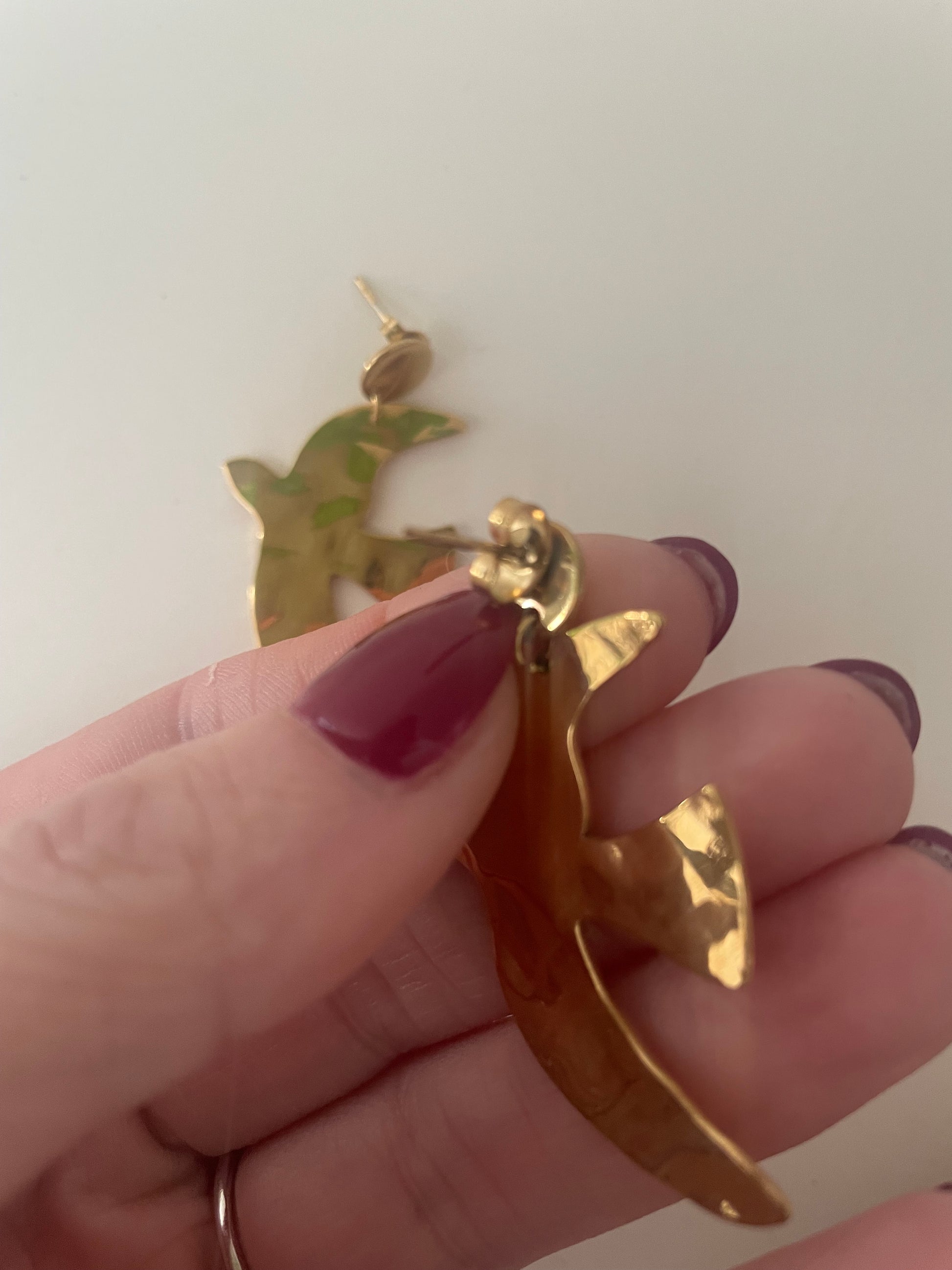 Arrière boucles oreilles oiseaux doré