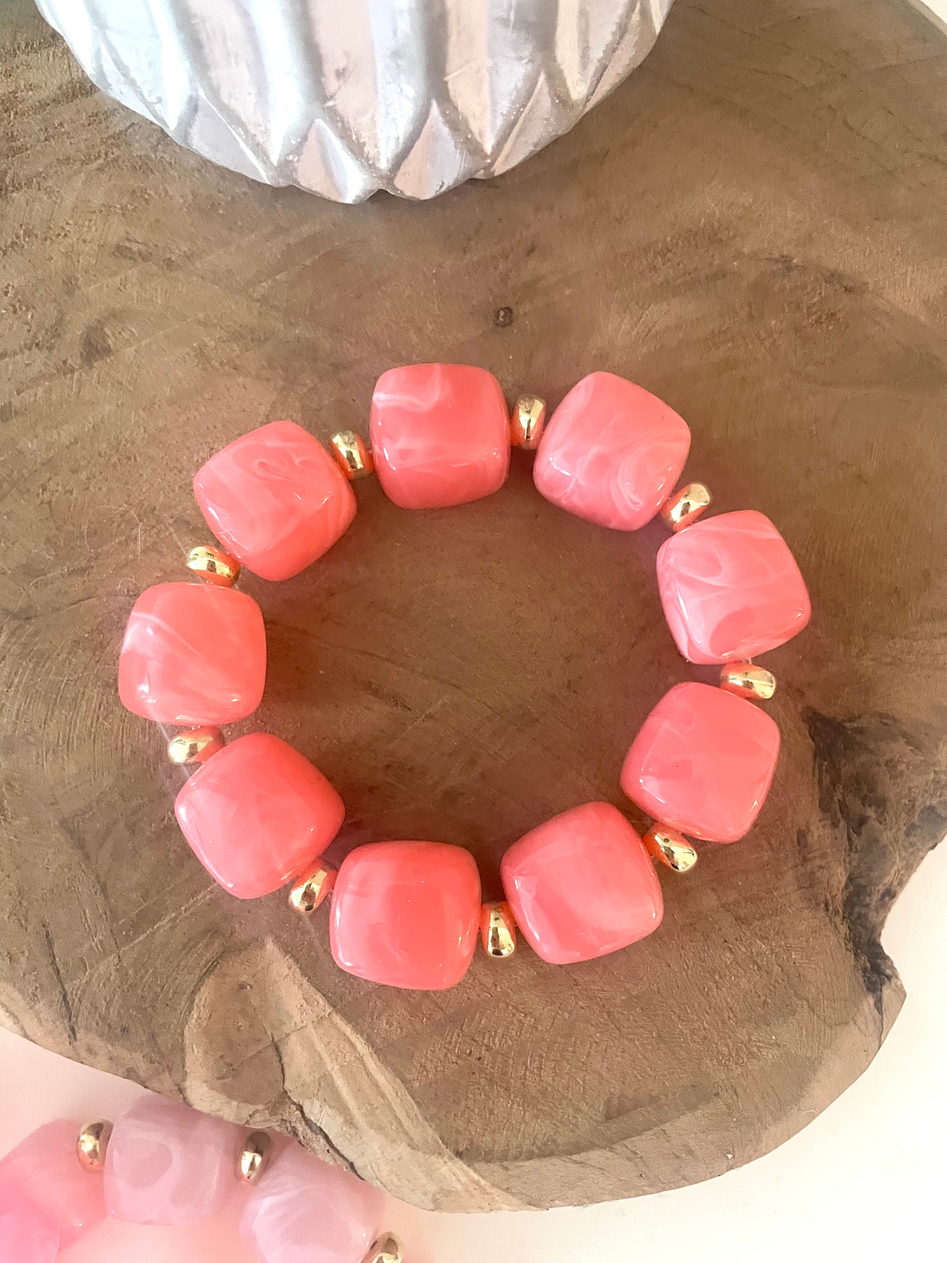 bracelet SOLENE corail fluo grosses perles