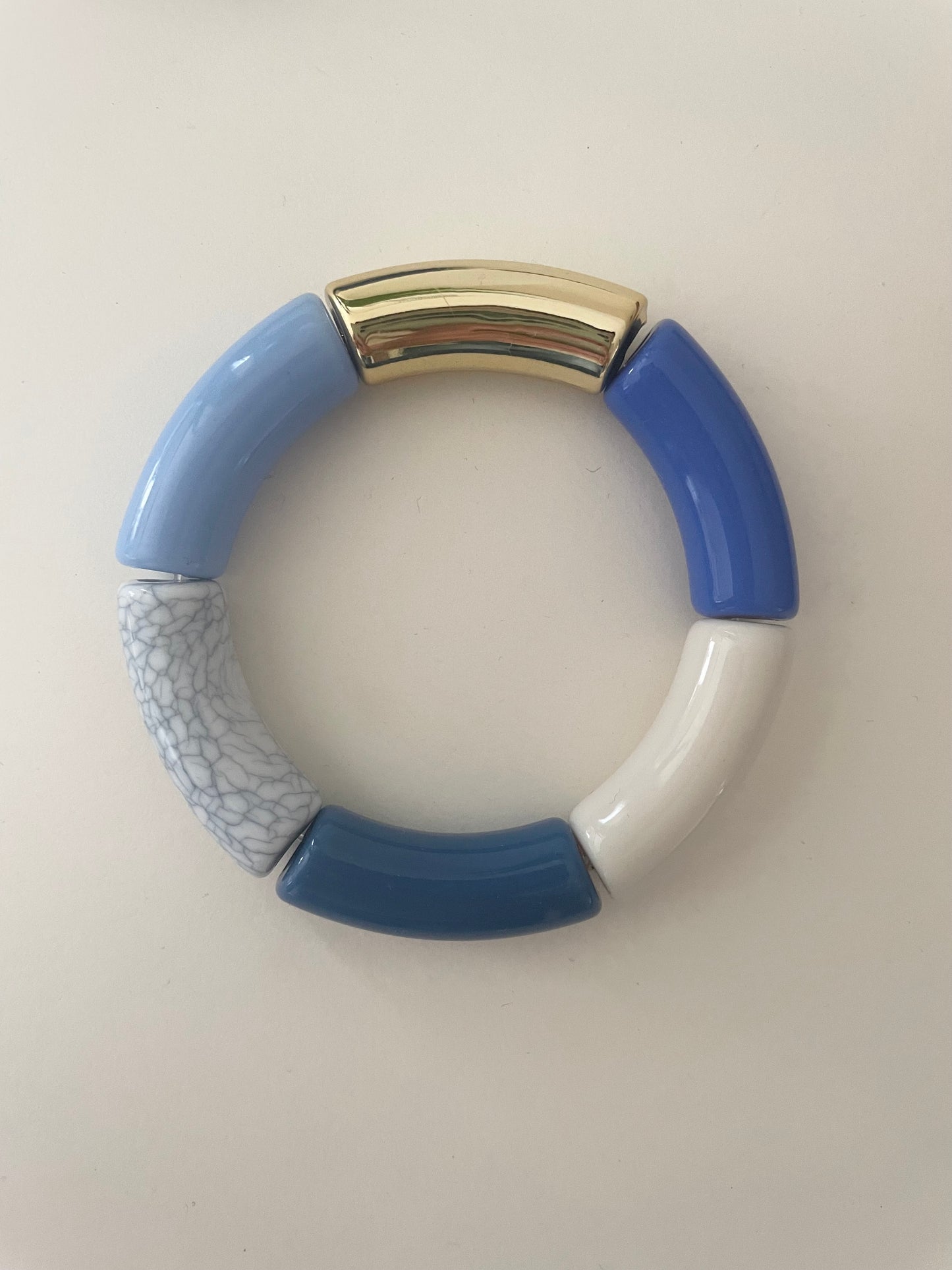 bracelet liliane bleu blanc doré modèle C