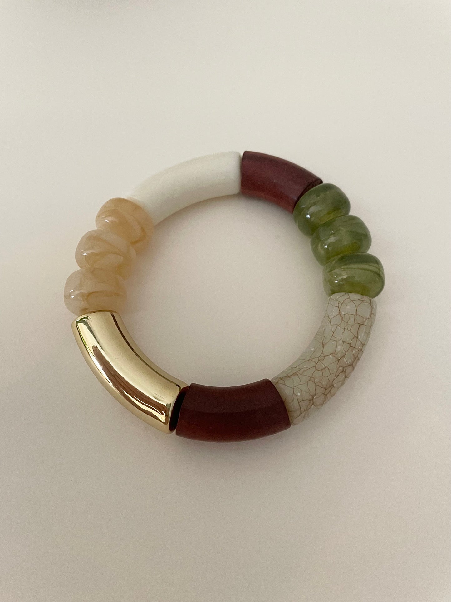 modèle 3 bracelet LILIANE or bois beige et vert détail