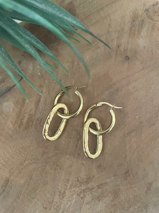 Boucles créoles dorée et pendentif ovale