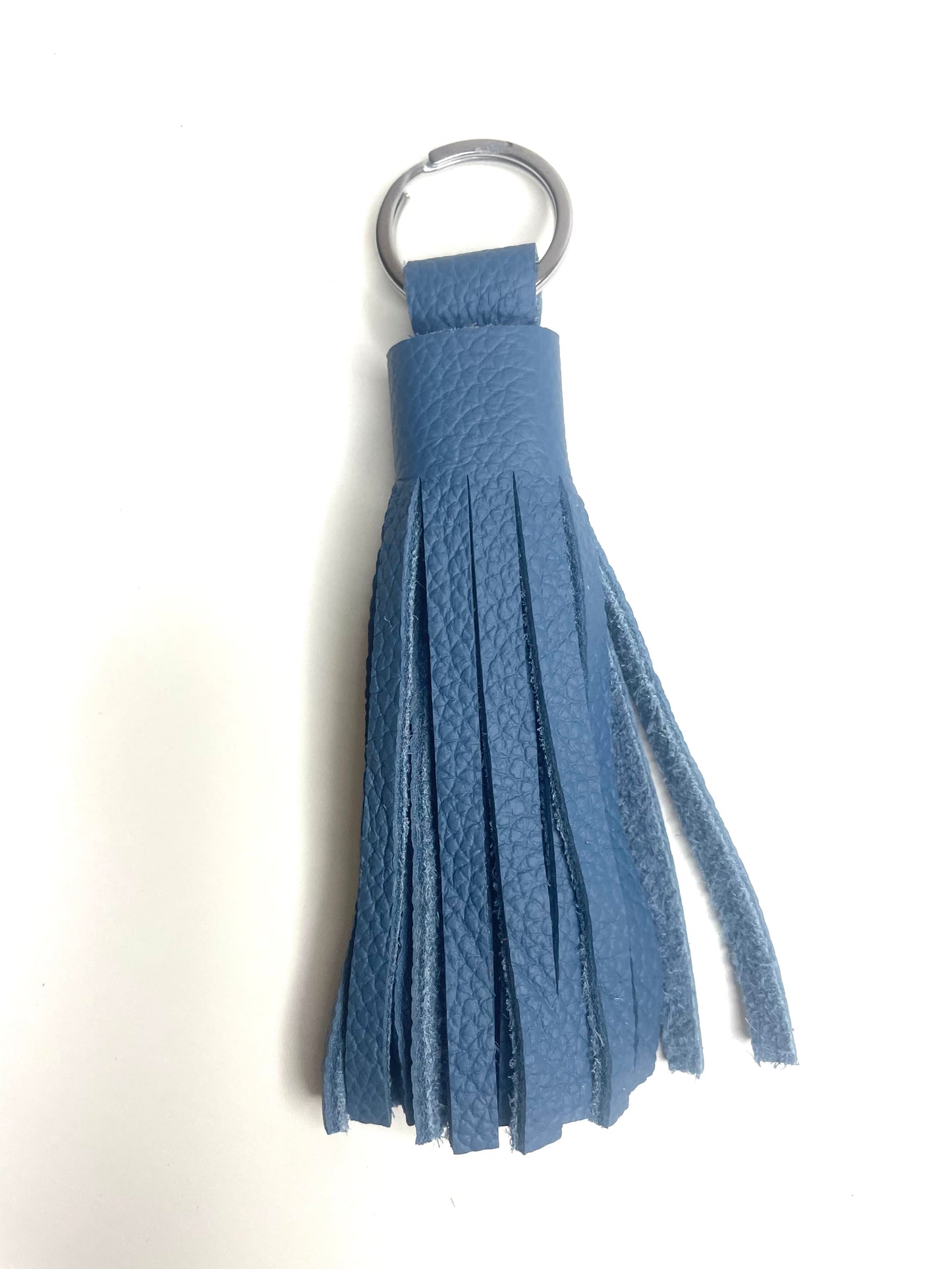 Porte clef bijou de sac CONSTANCE cuir bleu jean 