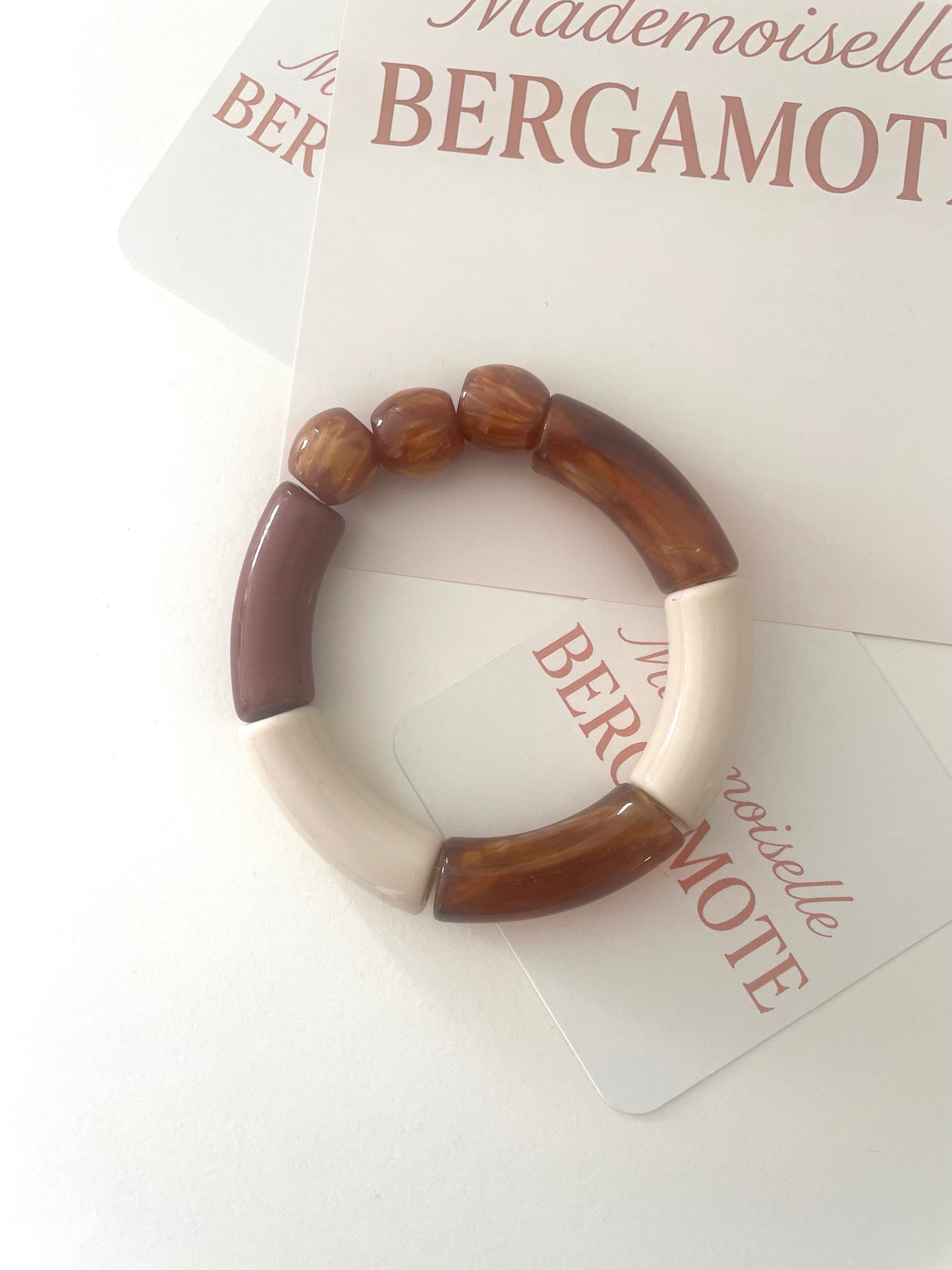 Bracelets LILIANE tons blanc beige marron grosses perles