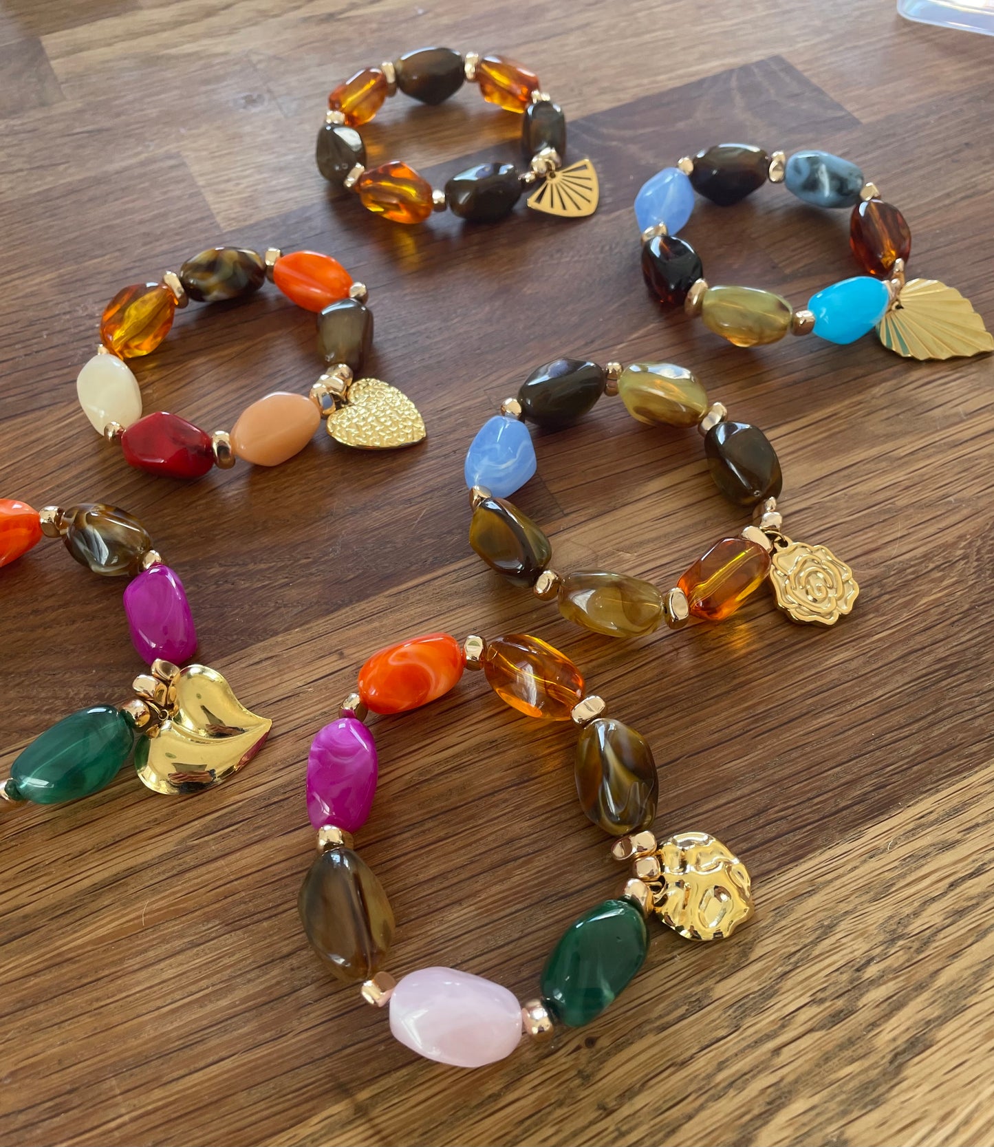 Bracelets SIMONE tendance vintage grosses perles avec ou sans pendentif