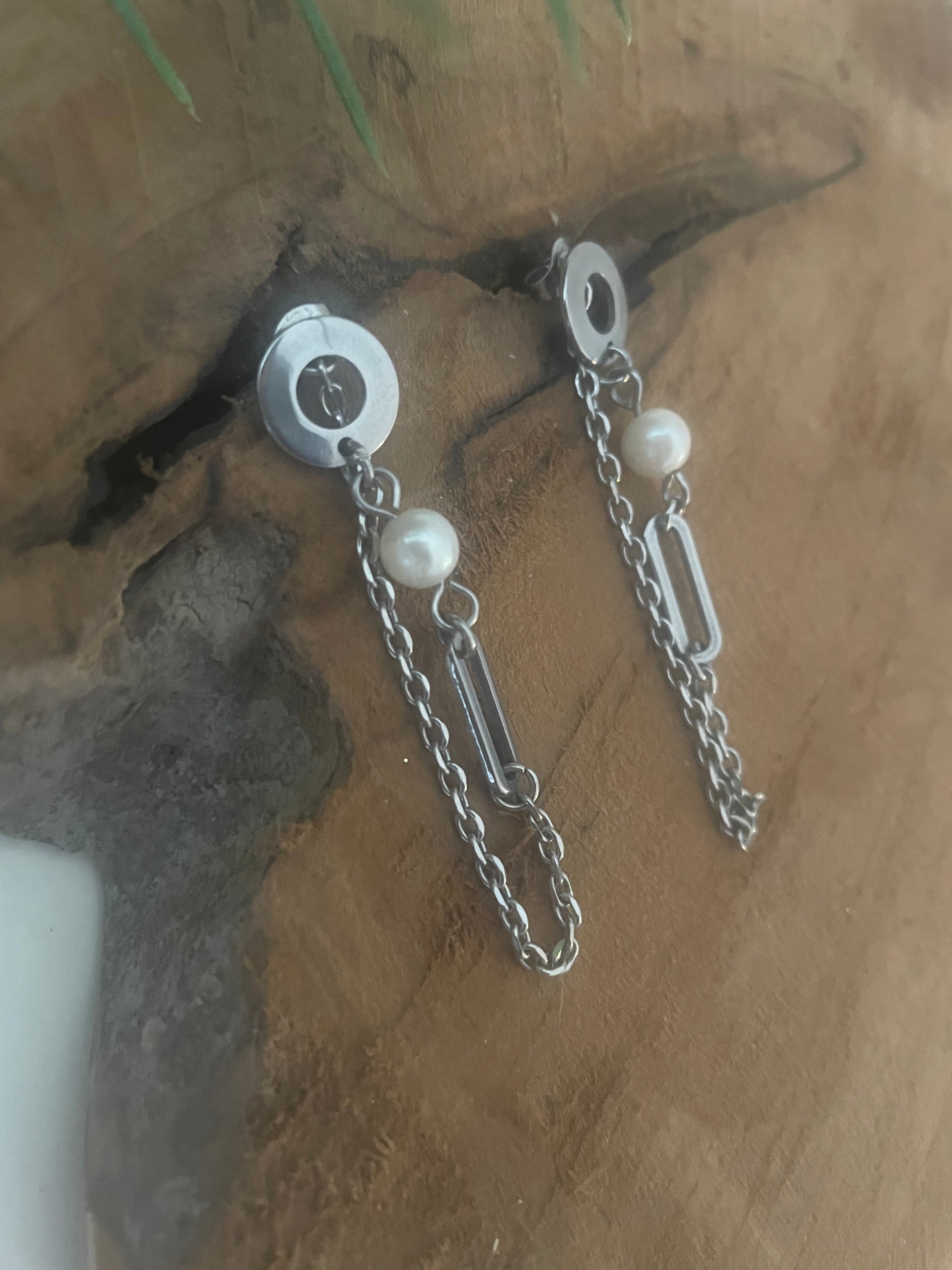 Boucles oreilles argent perle eau douce version courte