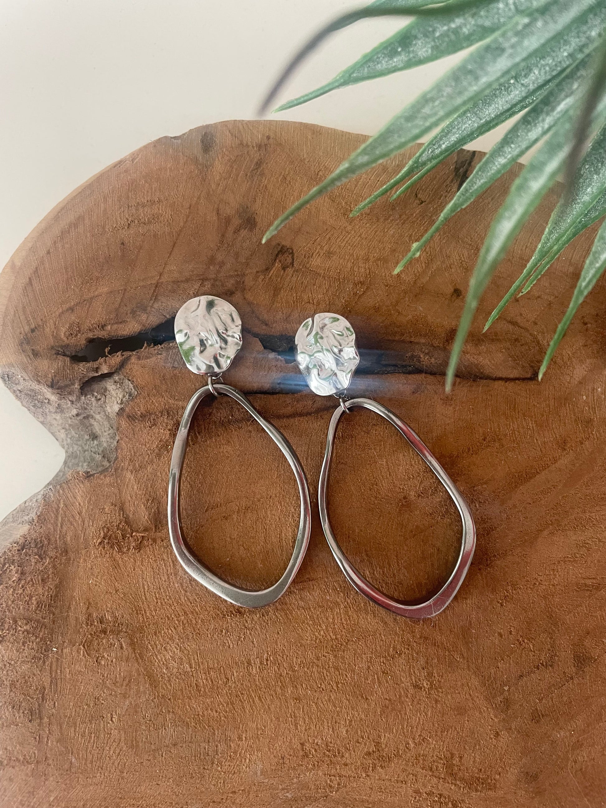 Boucles argent gros bijou pendentif asymétrique tendance