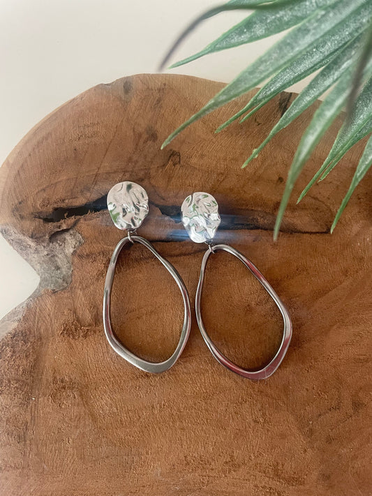 Boucles argent gros bijou pendentif asymétrique tendance