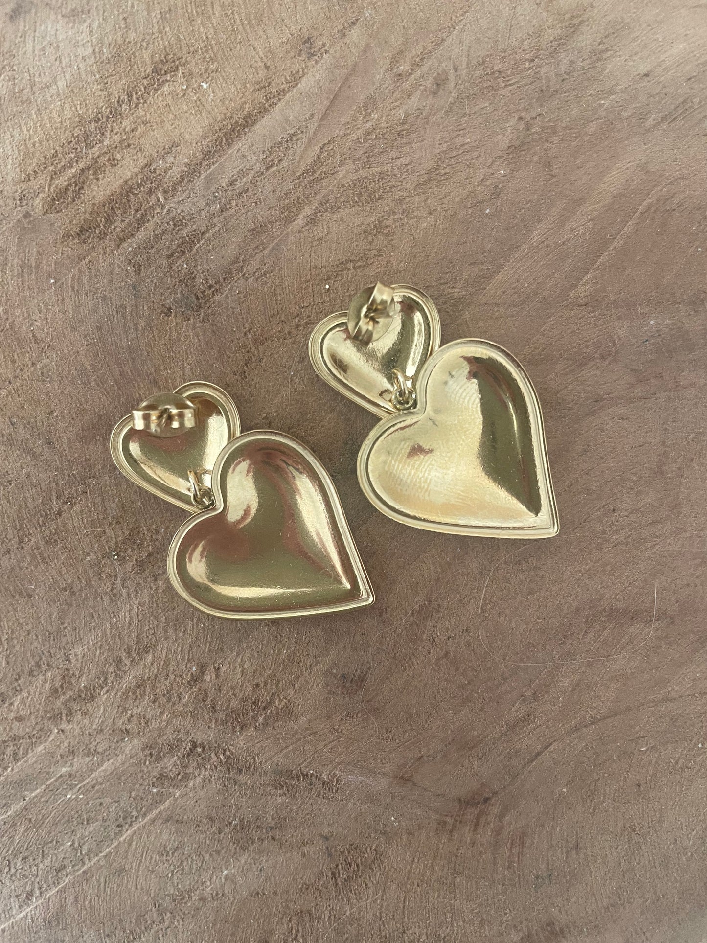 Arrière petite boucles coeur amour acier inoxydable doré mademoiselle bergamote