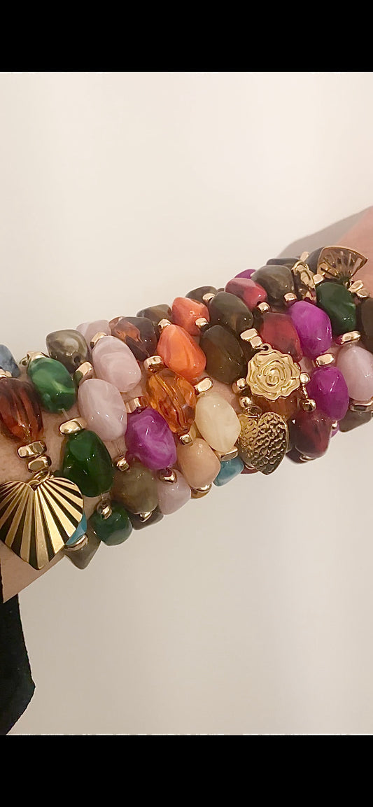 Bracelets SIMONE tendance vintage grosses perles avec ou sans pendentif