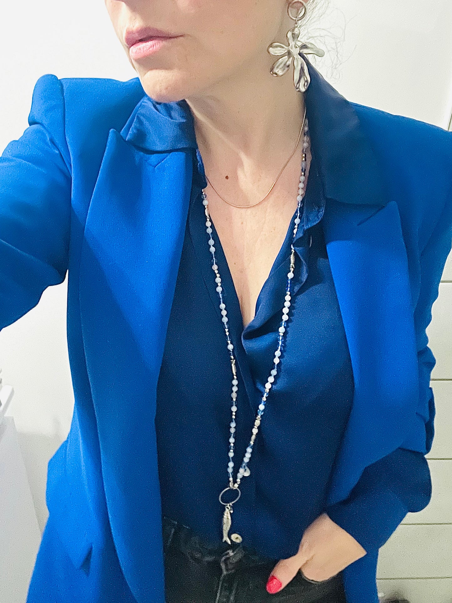 Le poisson Jacqueline argenté tons bleu ciel