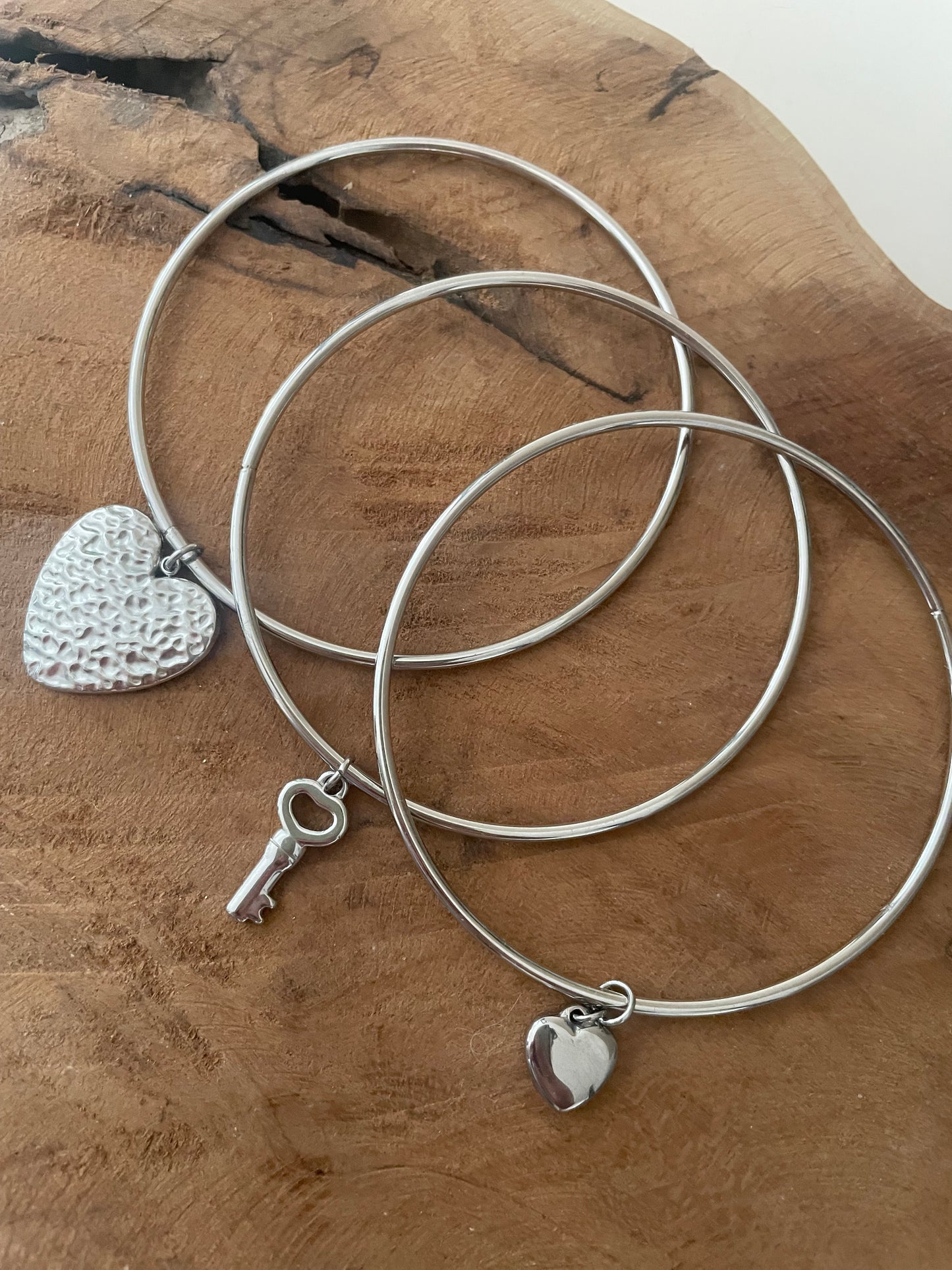 Bracelets la clef de ton coeur acier inoxydable argenté version fine