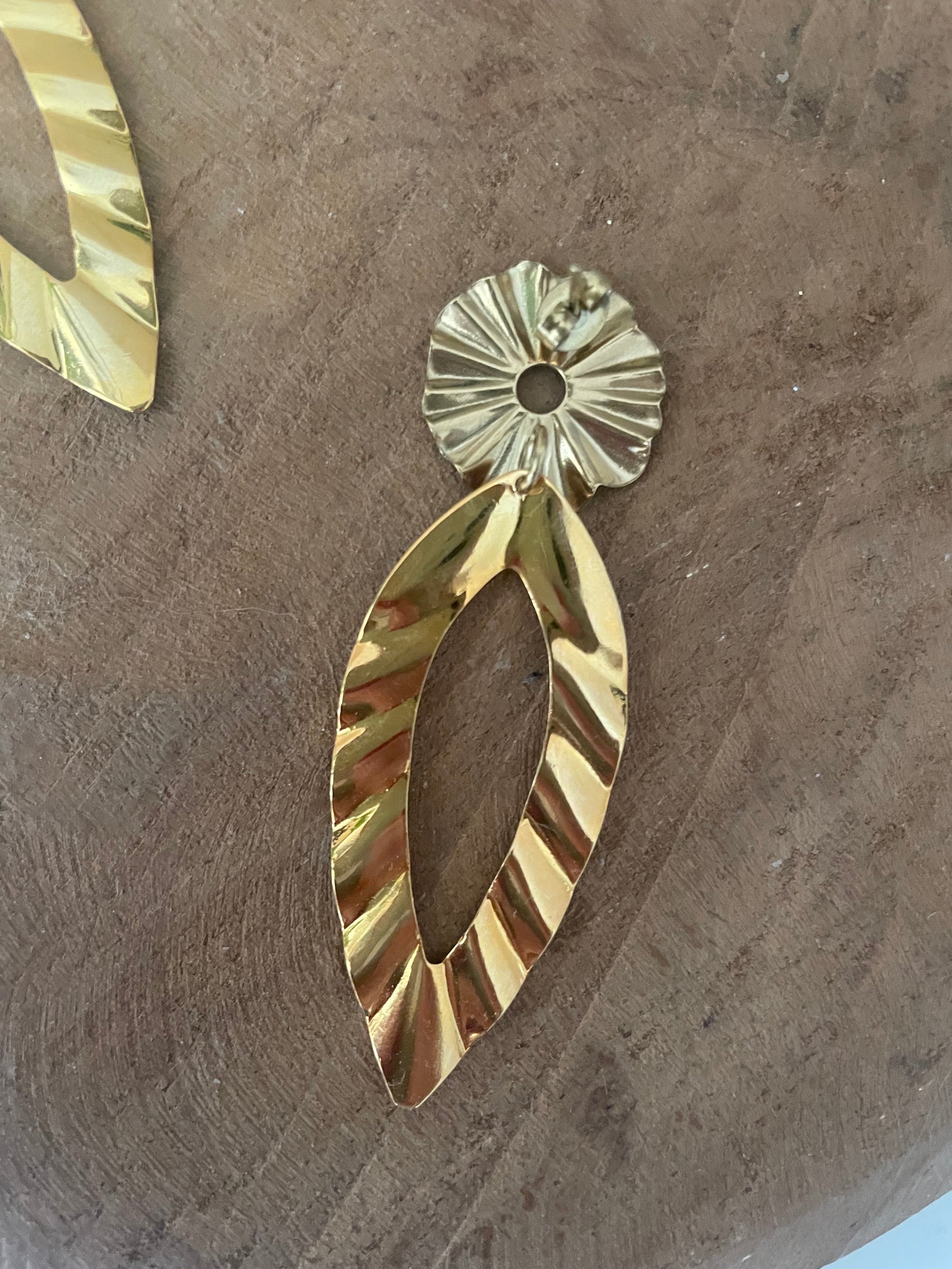 Arrière boucles d’oreilles feuilles et fleur acier inox et or fin