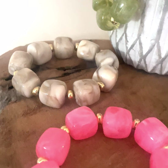 Bracelet statement perles pastel Solène style bohème coloré